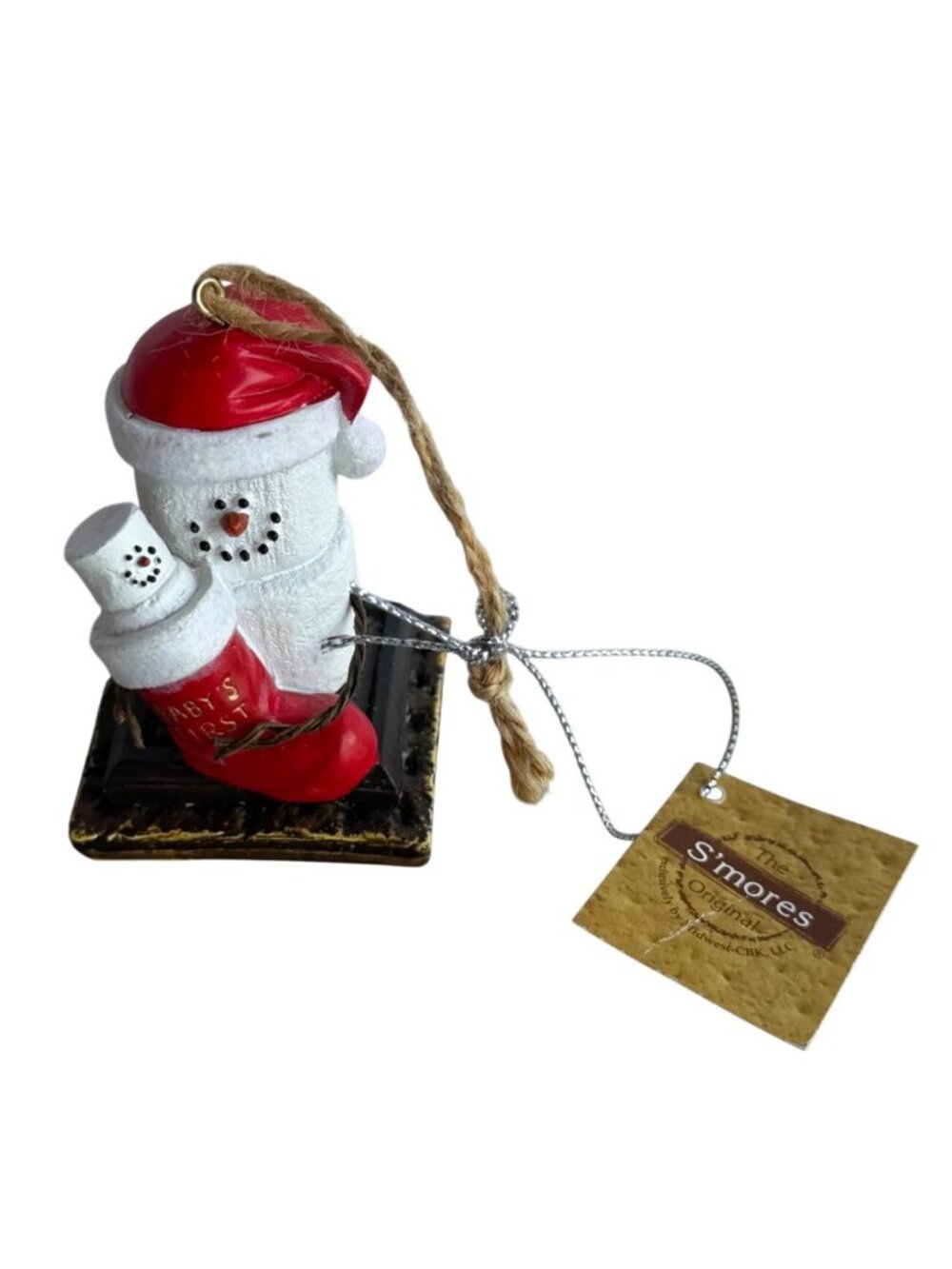 2007 Midwest The Original S'MORES Snowman Ceramic Christmas Ornament 3" Tall